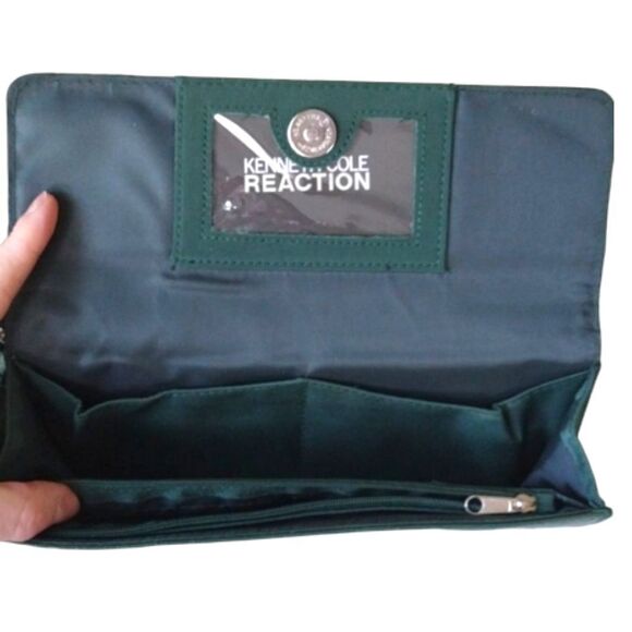 Y2K Kenneth Cole Green Faux Leather Long Wallet and Coin Purse Set NWOT - Picture 10 of 13